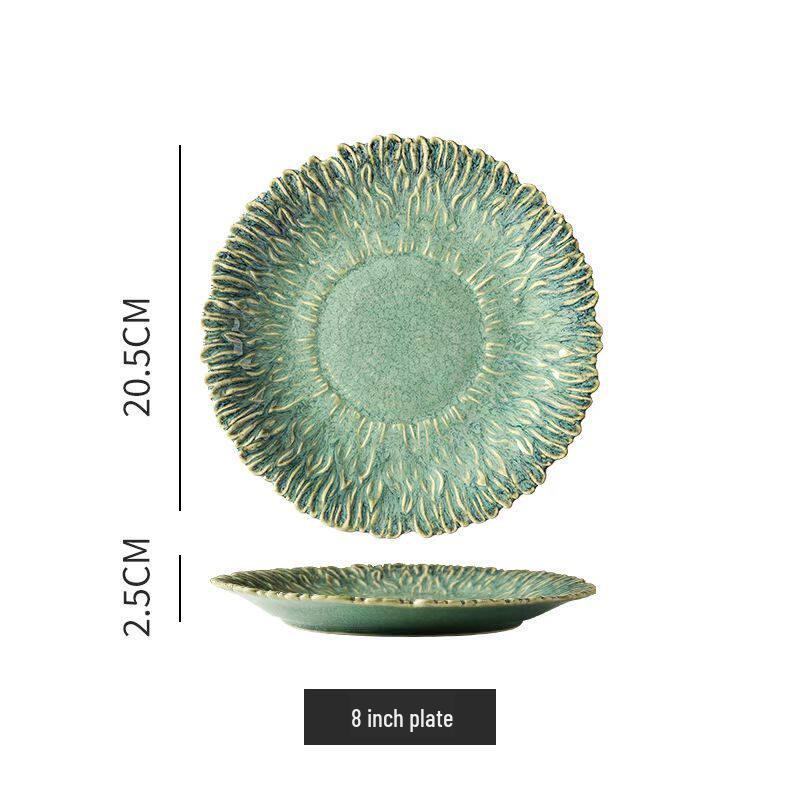 High-End Japanese Retro Ceramic Lace Plate for Pasta and Western Cuisine