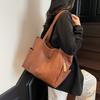 PU Shoulder Bag Women Solid Color Large Capacity Handbag Commuter Tote Bag