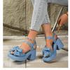 Fashion 2025 Summer Women's Fashion Sandals Platform Bow Tie Buckle Strap Dress Sandals Chunky High Heel Shoes for Casual Party Outfits