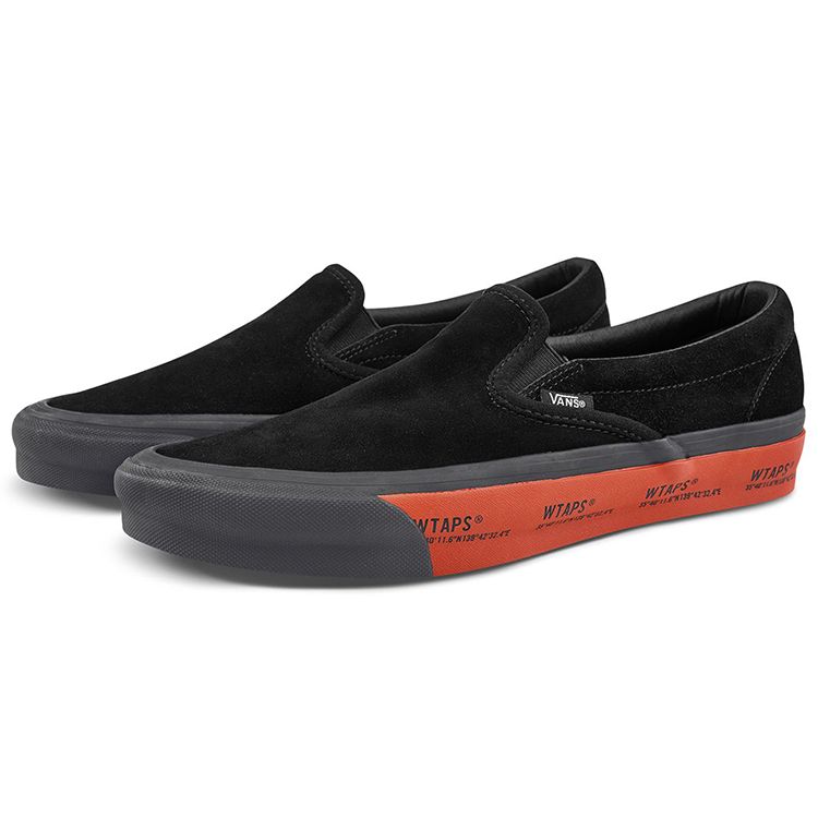 WTAPS x Vans Slip-On Series Lx Retro Casual Low-Top Skate Shoes Unisex Sneakers Black Orange VN0A45JK20E