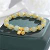Trendy Glass Bead Bracelet Lotuses Flower Pendant Handchain Traditional Chinese Style Jewelry Gift Wedding Accessories