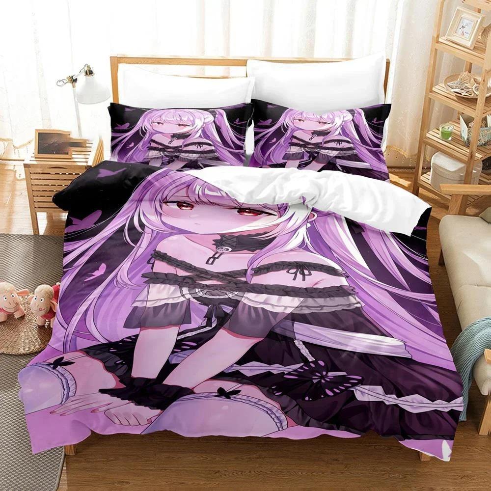 Comforter 3D Printed Uruha Rushia Hololive Butterfly Girl Bedding Set Bedroom Soft Modern S Comefortable