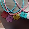 Colorful Acrylic Flower Pendant Necklace Vintage Harajuku Style Neckchain Adjustable Length Clavicle Chain for Women