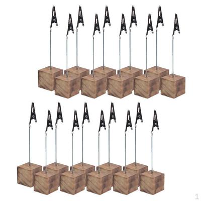 Pack Of 20 Mini Wooden Base With Clip, Wedding Party Home Table Number Holder Name Photo Memo Stand