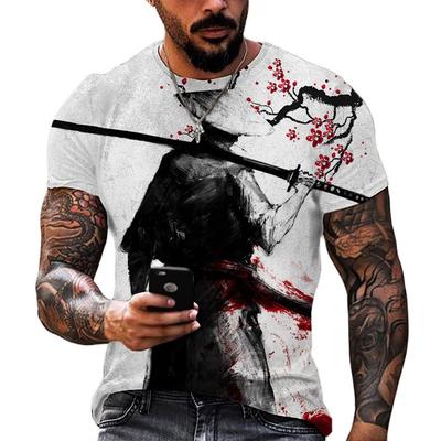 Vintage Samurai T-shirts For Men 3D Japan Style Print Short Sleeve Tops Street Hip Hop Streetwear Ninja Tees Men's T Shirt 3XL