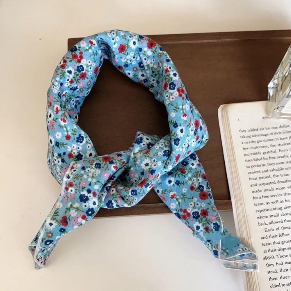 3pcs/set Thin Fabric Printed Headscarf Colorful Flower Square Headband Floral Neck Scarf  Holiday