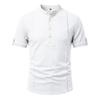 Mens American Retro Textured Henley Short Sleeve Casual Loose Vacation Commuter T Shirt