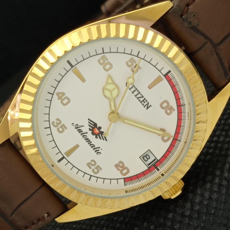 

REFURBISHED VINTAGE CITIZEN AUTO 8200 JAPAN MENS DATE WHITE WATCH 608f-a316240-9 SKU608f-a316240