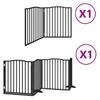 6 Piece Foldable Black Dog Gate 480 cm Poplar Wood