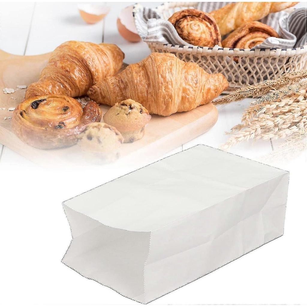100er Pack Weiße Kraftpapiertüten, Fettbeständige Wachstüten in Lebensmittelqualität, Ideal für Snackbrot, Papiertüten Großhandel Wachspapier - RIpj