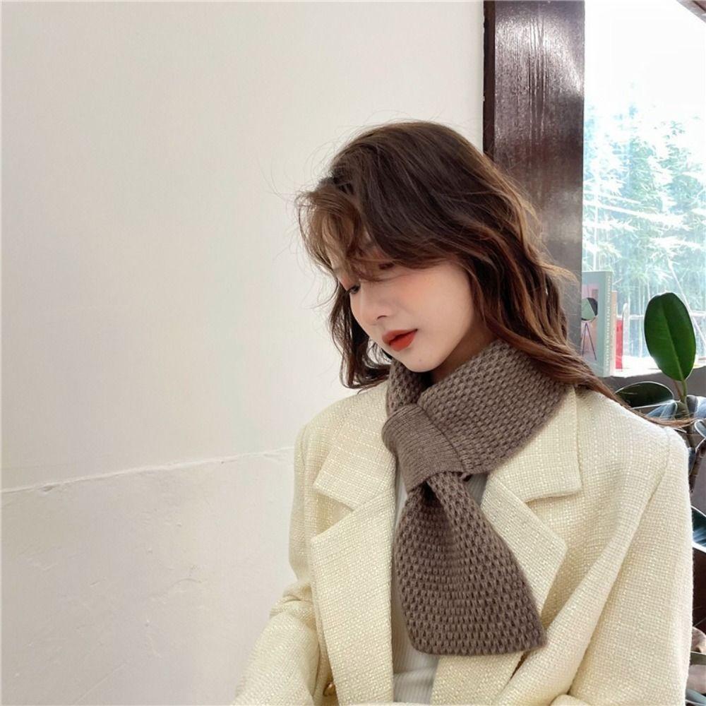 Thick Cross Scarf Knitted Neck Warmer Neck Guard Shawl Neckerchief Wrap Women