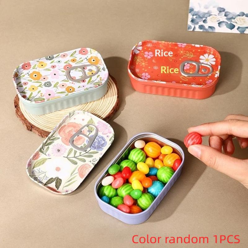 1Pcs Mini Flower Decor Drink Can Tinplate Box Empty Storage Container for Candy Small Accessory Travel Portable Organizer