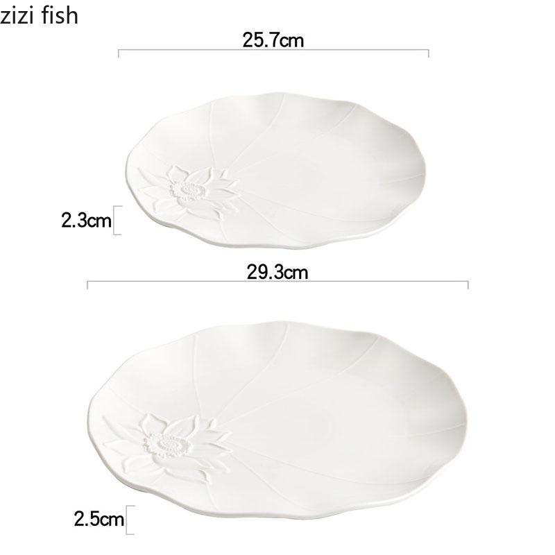Reinweißer Relief-Lotusteller, Keramik-Steakteller, Pastateller, Sushi-Teller, Restaurant, Molekularküche, kreatives Geschirr