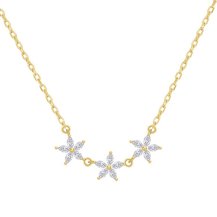 

Gold-Plated s925 Sterling Silver Five-Petal Necklace - Minimalist, Light Luxury Clavicle Chain for Women 925 Silver