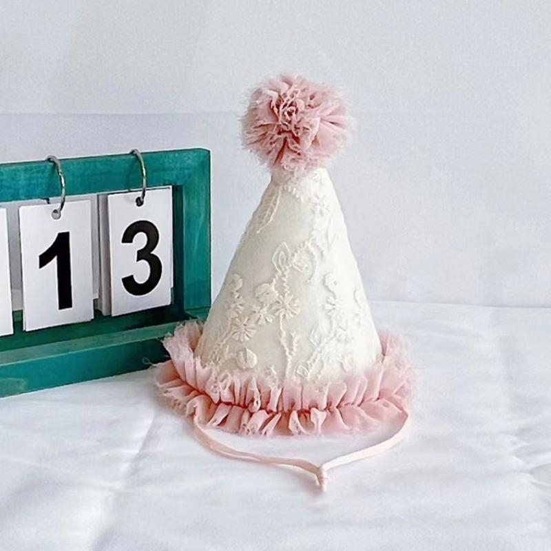 Barnhatt Födelsedagshatt Fotorekvisita Koniska Mössor Hatt med Prästkrage av Tyll Födelsedagskalasartikel