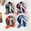 Summer new fashion multi-functional headscarf geometric printing cotton and linen small square scarf women's versatile decorative neck scarf