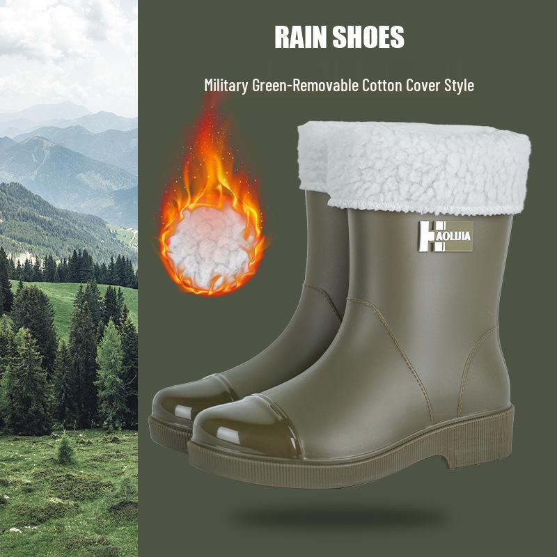 Women's Eco-friendly Mid-Calf PVC Rain Boots - Non-slip Rubber for Outdoor & Kitchen Use.