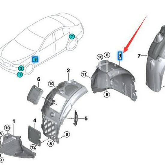 BMW 7 Series G11/G12 Front Wheel Arch Liner (51717340201/51717340202)