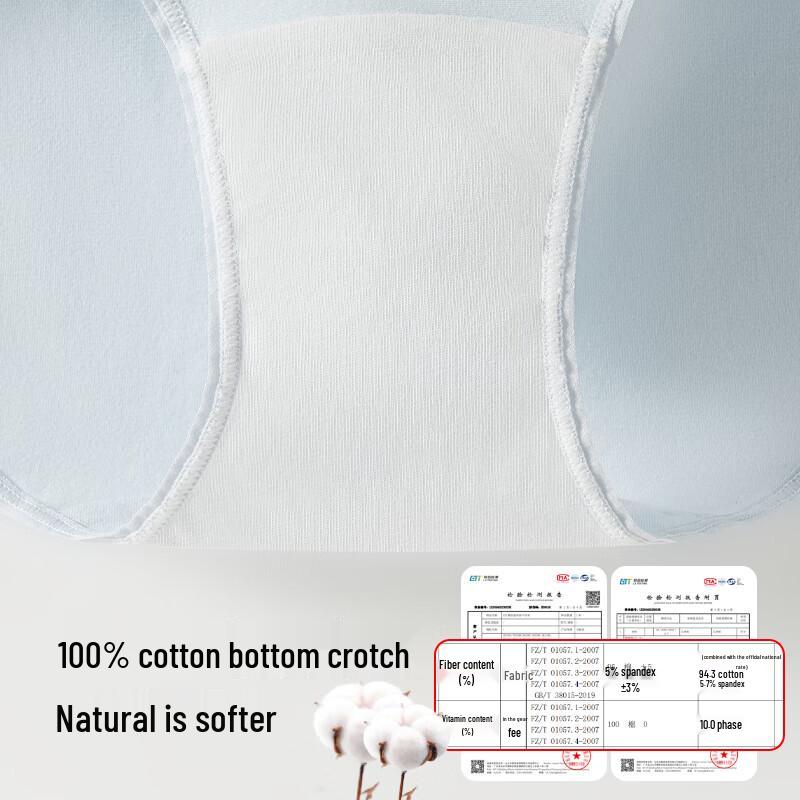 Cosmo Lady Women's Mid-Waist Pure Cotton Lace Trim Briefs (4-Pack)