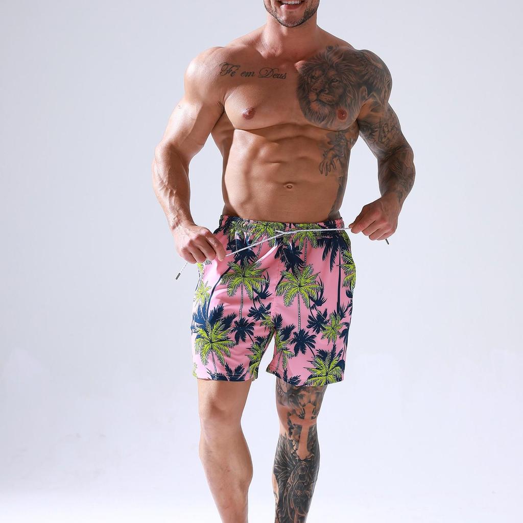 Men's Beach Trunks Breathable Print Pants Surf Casual Sports Quick Dry Shorts