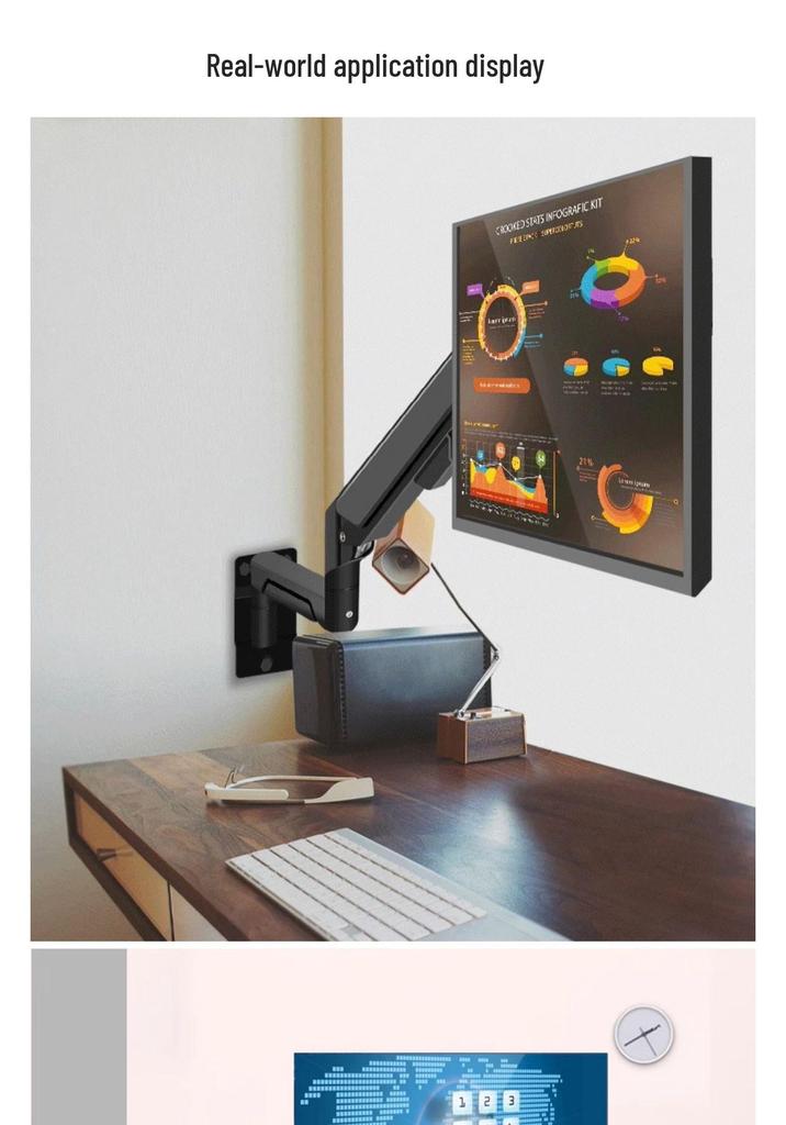 Industrial Universal Wall Mount Articulating Monitor Bracket with Extendable Arm and Adjustable Height for Vertical Screens
