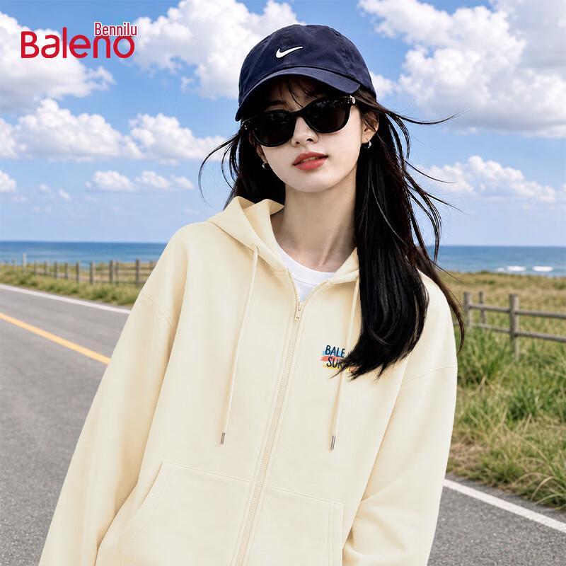 Baleno Women's Casual Loose Fit Zip-Up Hooded Sweatshirt