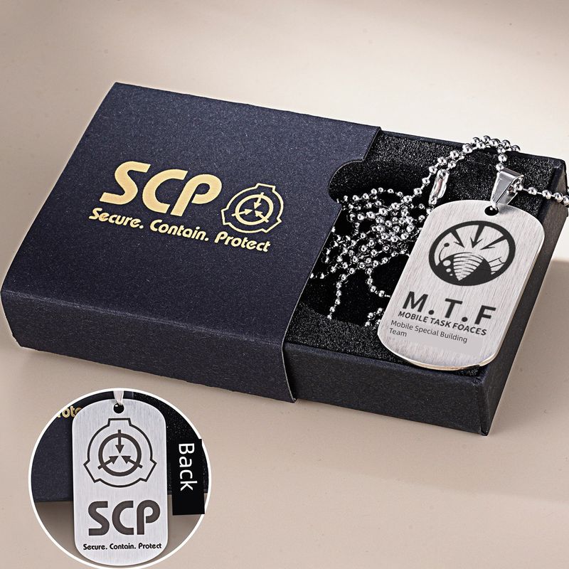 

SCP Foundation Peripheral Logo Necklace MTF Mobile Task Force Nine Tail Fox Red Right Hand Decorative Pendant Titanium Steel Abyss Feeding-Bronzing Boxed