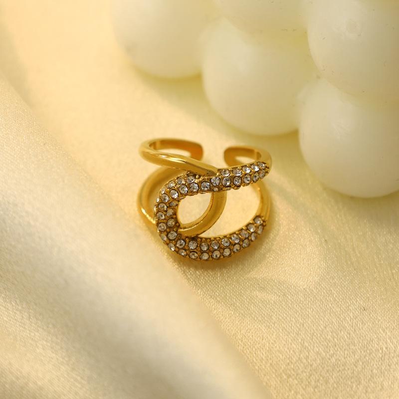 Simple Ring Women'S Light Luxury Twist Woven Chain Titanium Steel 18K Electroplated Ring Diamond