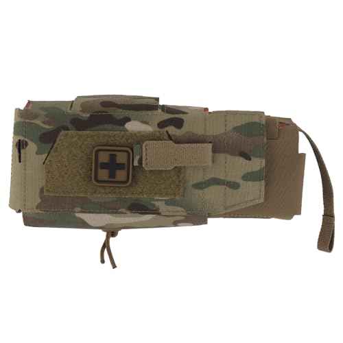 [PHOENIX IKKI] Compact Pouch Bag with Removable Inner Pouch, Molle Compatible, Belt Loop, Emergency First Aid, First Aid, Medical, Emergency, CP Camou