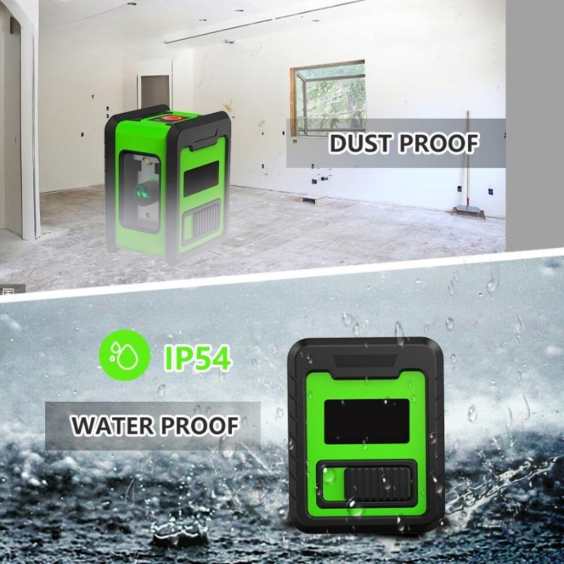Portable Mini 2-Line Laser Infrared Leveling Tool High-Precision Bright Green Line Projector Kit