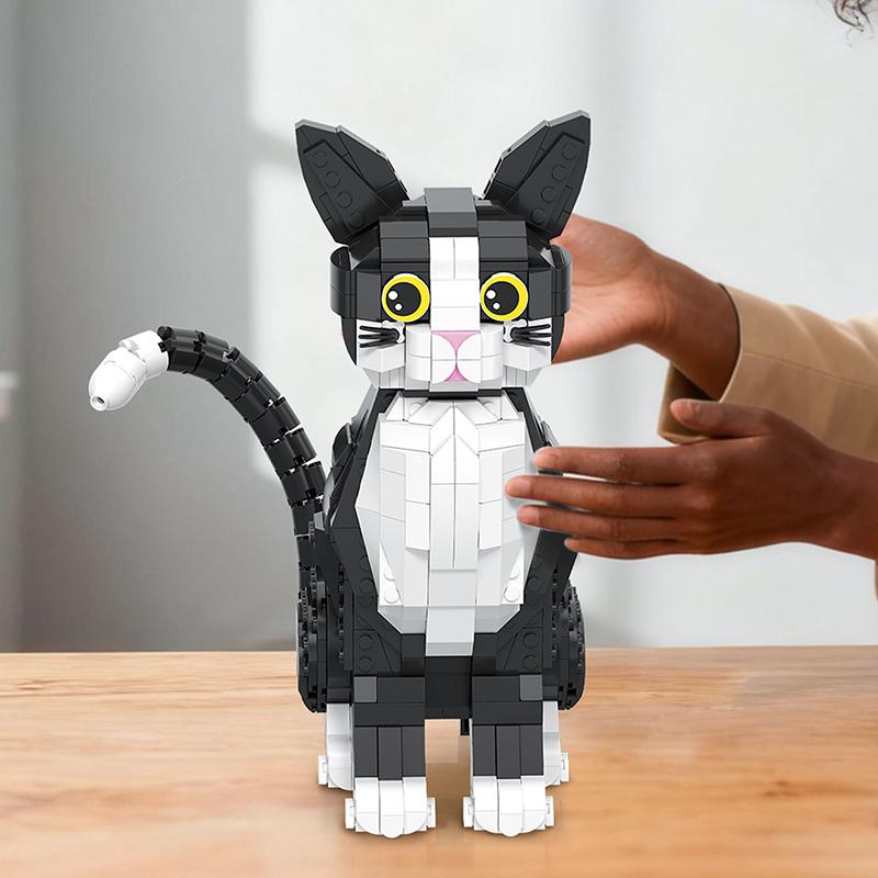 New Tuxedo Cat Building Blocks Simulation Cat Assembly Children's Educational Handmade Model Trendy Toy Ornaments Birthday Gift
