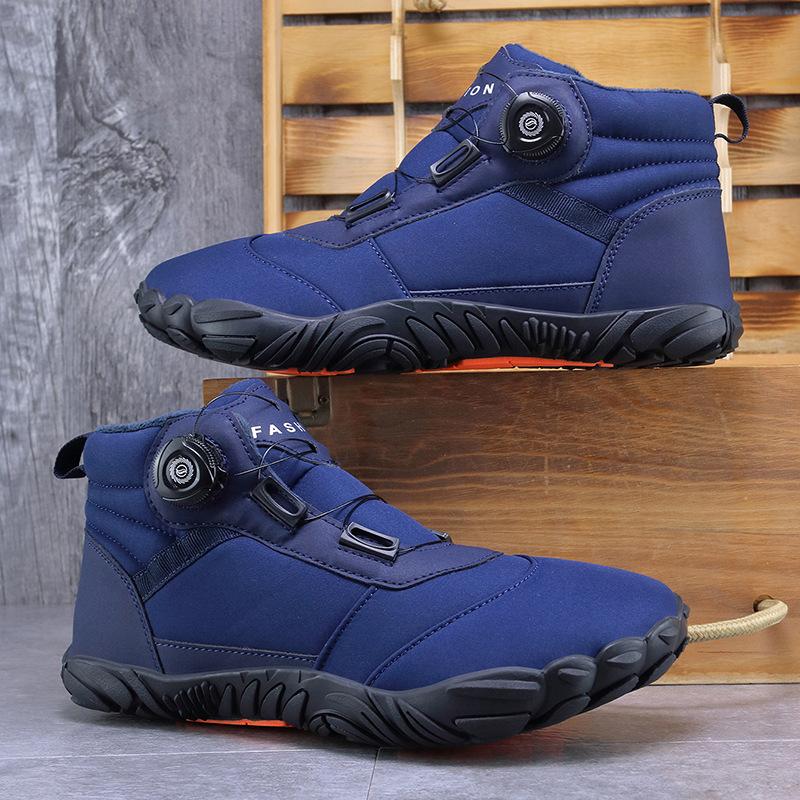 Five-finger outdoor high-top cotton shoes, men's and women's velvet warm boots, casual wear-resistant snow boots, winter thickened couple shoes