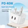 Міжнародний швидкий зарядний пристрій PD40W зі штекером US/EU/UK – Сумісний з Huawei, Apple iPhone Pro