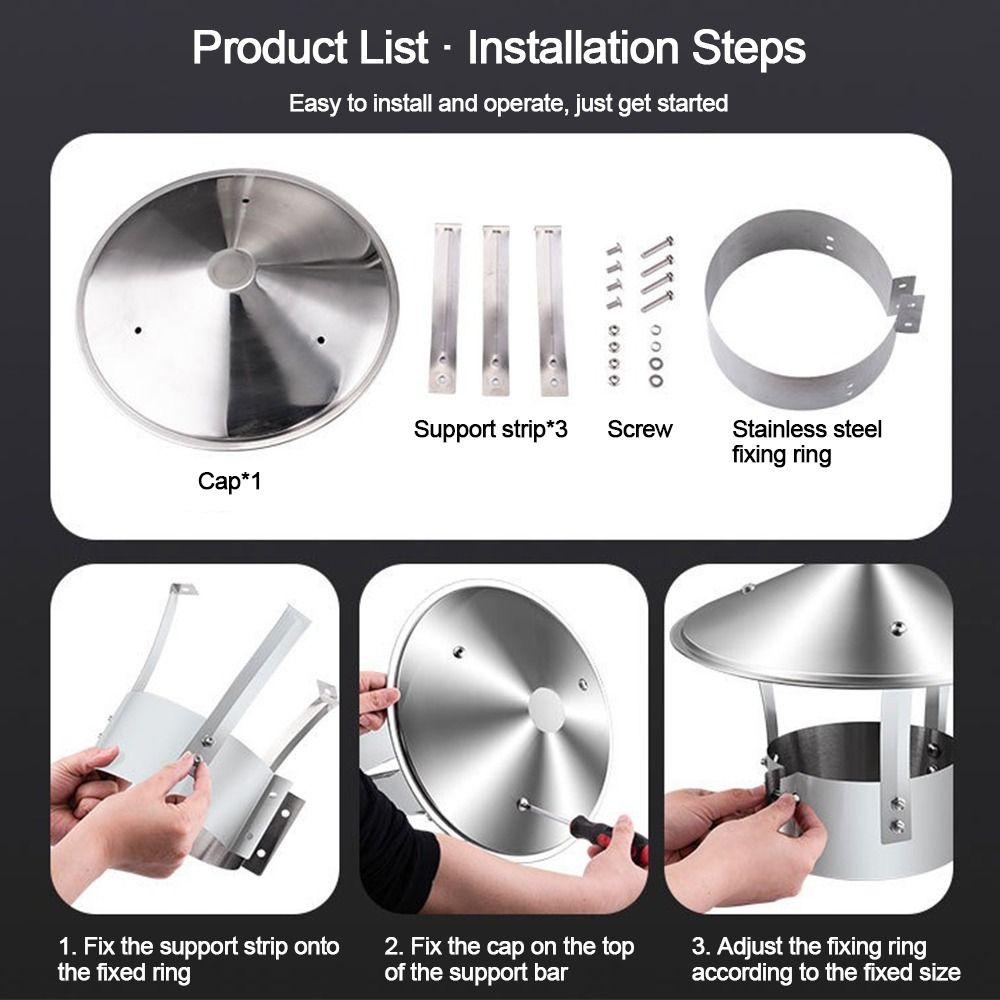 75-160mm Stove Pipe Protector Cover Stainless Steel Rain Pipe Cap  Ventilation System