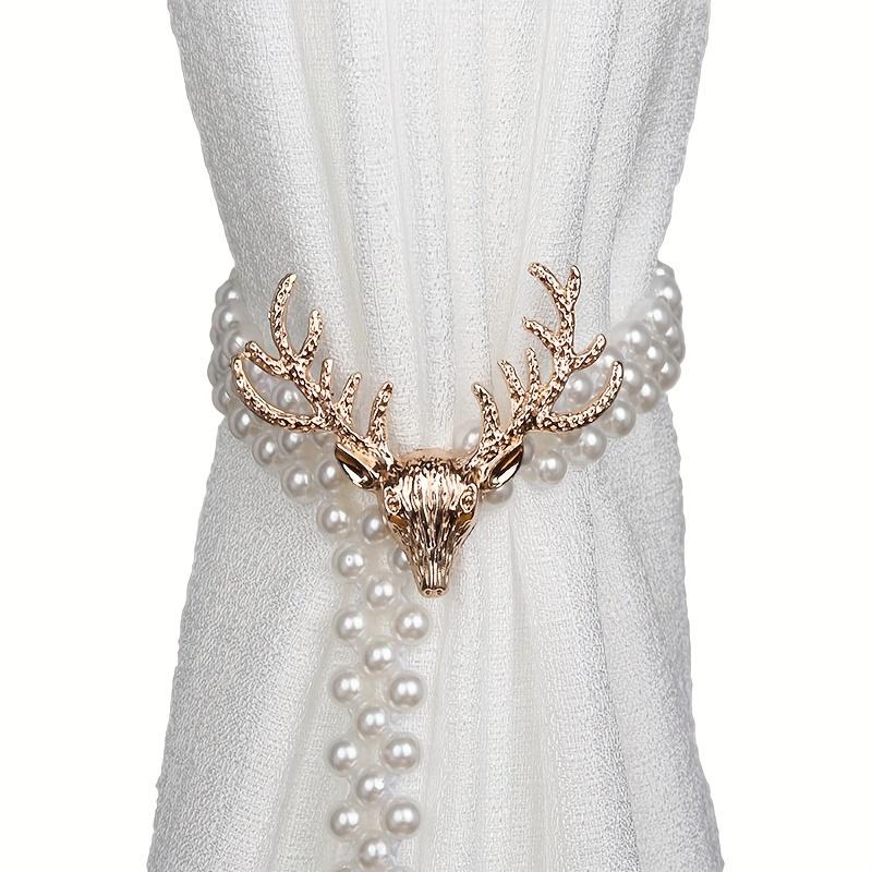 2 stk Luksus Metal Elg med Imitation Perle Gardin Snøring - Elegante Snor til Soveværelser og Stuer