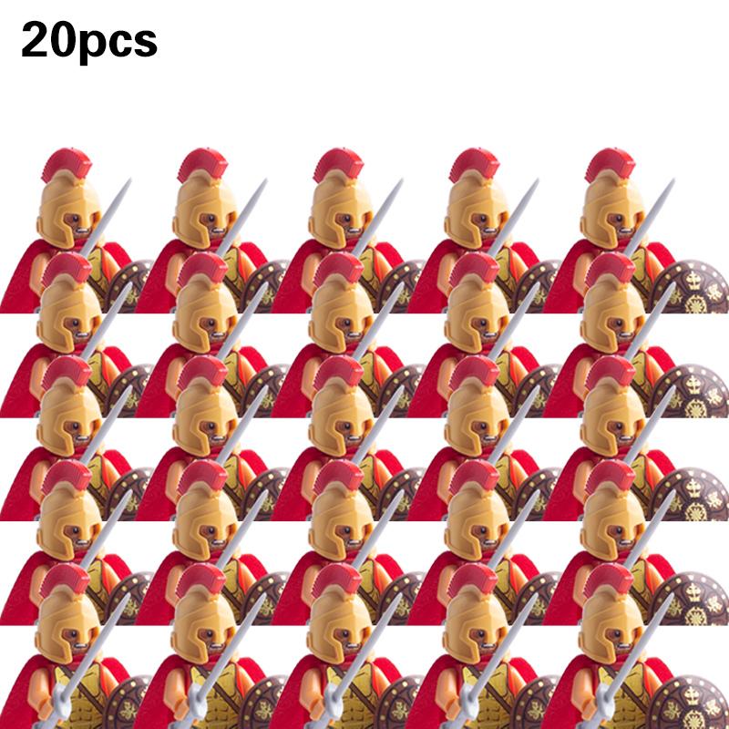 Set militari medievali Action figure Blocchi da costruzione Mattoni Cavaliere romano Soldato spartano Elmo Spada ArmiGiocattoli per bambini