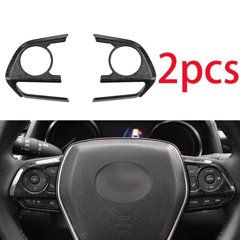 Wood Grain 2018- Steering Wheel Control Button Cover Black For Toyota Camry