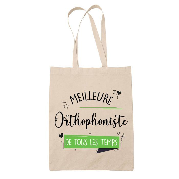 Tote bag - PLANETEE - Sac coton cabas - Coton naturel - Imprimé en France - Motif Orthophoniste