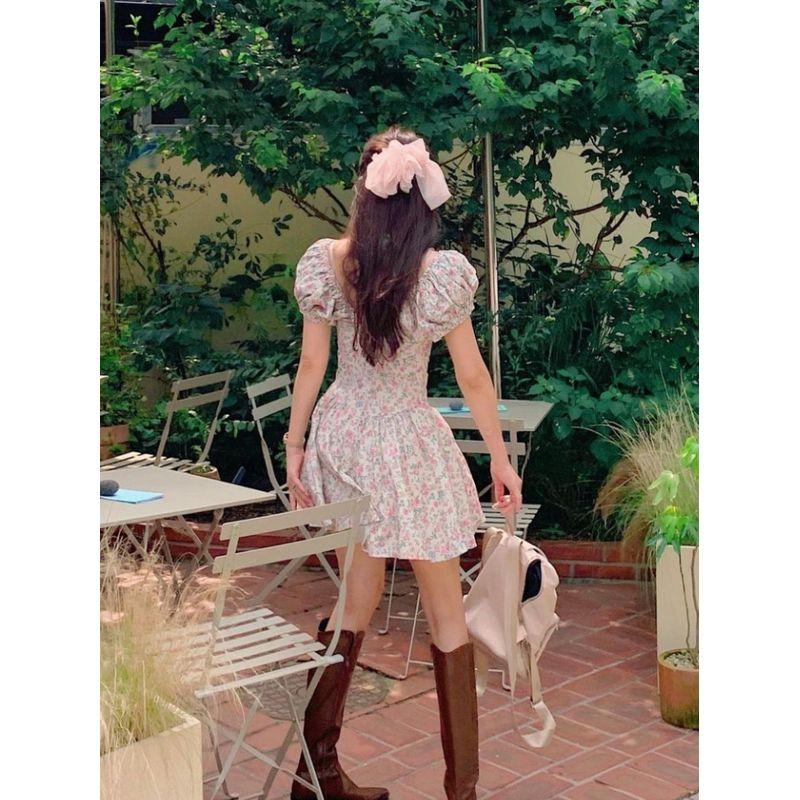 Fancy Whistle V-neck Puff Sleeve Fairy Dress