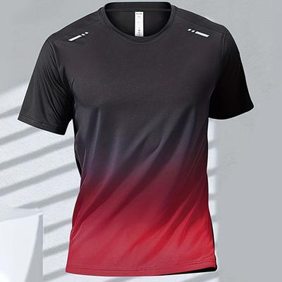3D Printed Men's T-shirt Sports Running Quick-drying Gradient Short Sleeve Tees Outdoor Workout Basketball Training Running
