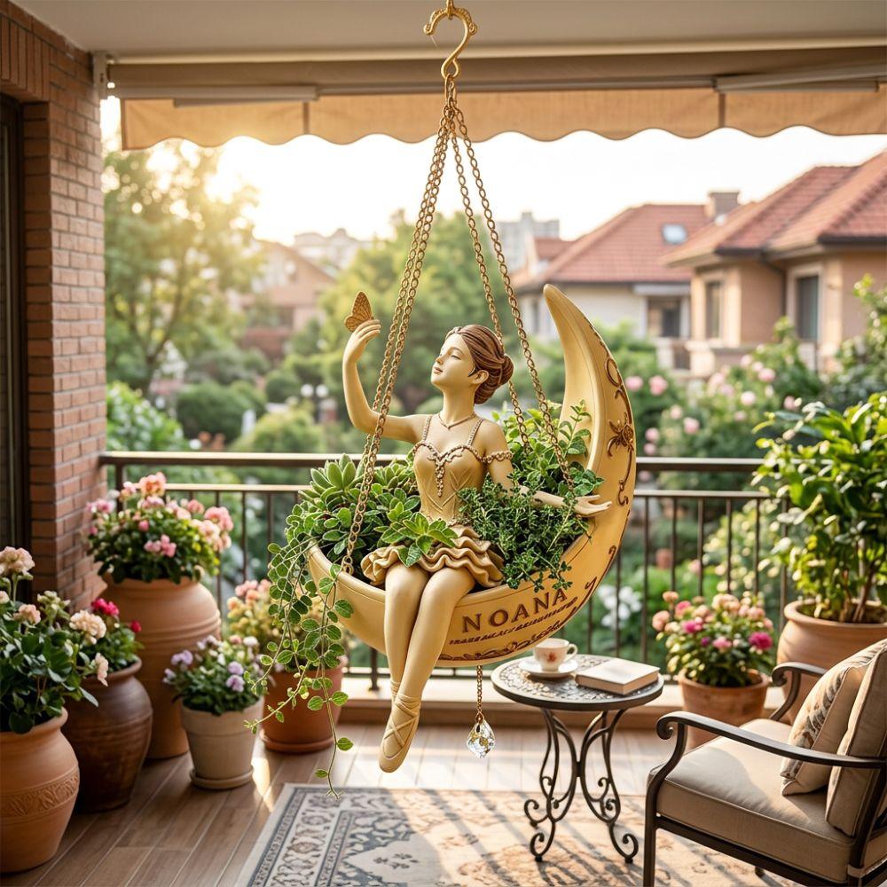 Elegant Ballerina Figure Moon Girl Flower Pot Whimsical Succulents Planter Home Balcony