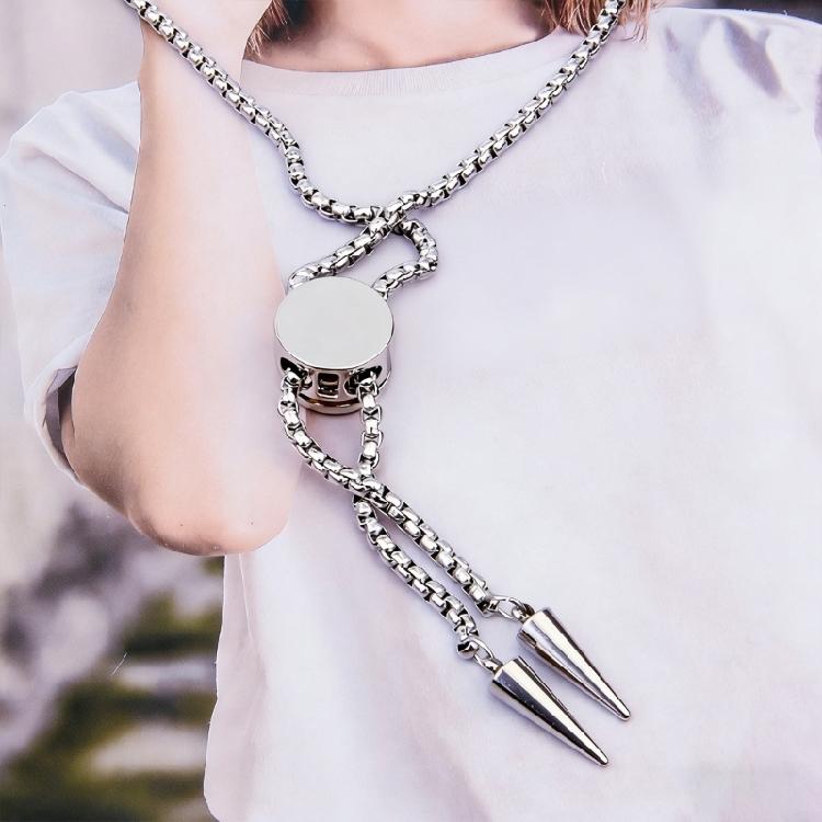 Perfect Gift Stainless Steel Bolo Necklace with Sliding Block Design and Rhinestones Design for Daily & Parties