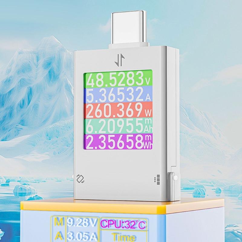 Type C USB Chargers Tester Real Time Voltages Current Monitor LED Screen Accurate for Mobile Devices PowerBanks