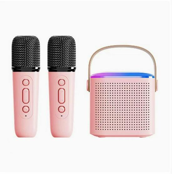 

Y1 Portable Bluetooth Speaker: Mini Desktop Subwoofer with Mic & Karaoke Function Single Microphone рожевий