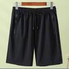 Men's Solid Color Ice Silk Sports Shorts with Zipper Pockets - Loose, Stretchy Casual Fitness Pants for Outdoor Running