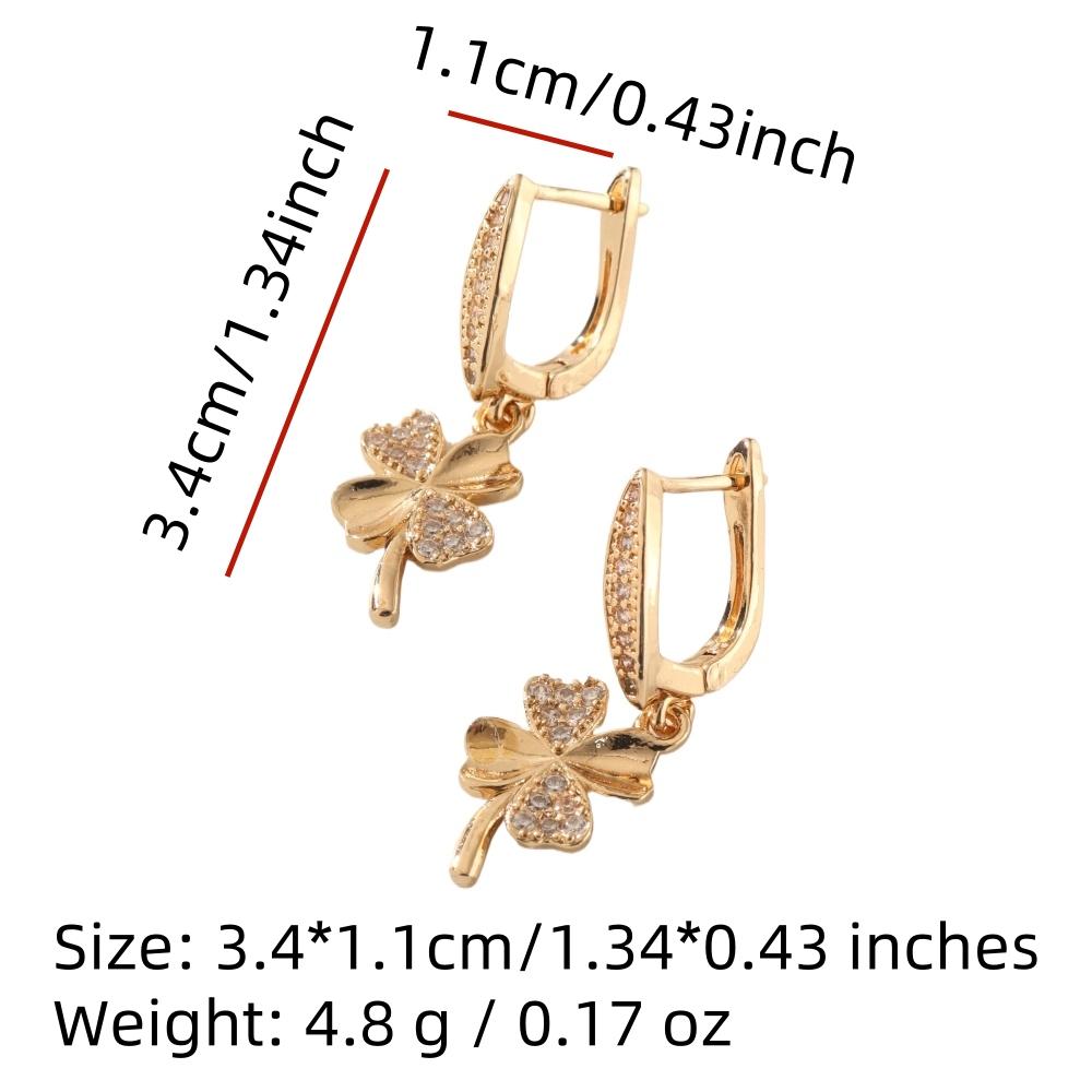 1 Pair Trend Gold Color Leaves Dangle Earrings for Women Cubic Zirconia Jewelry Wedding Party Accessories