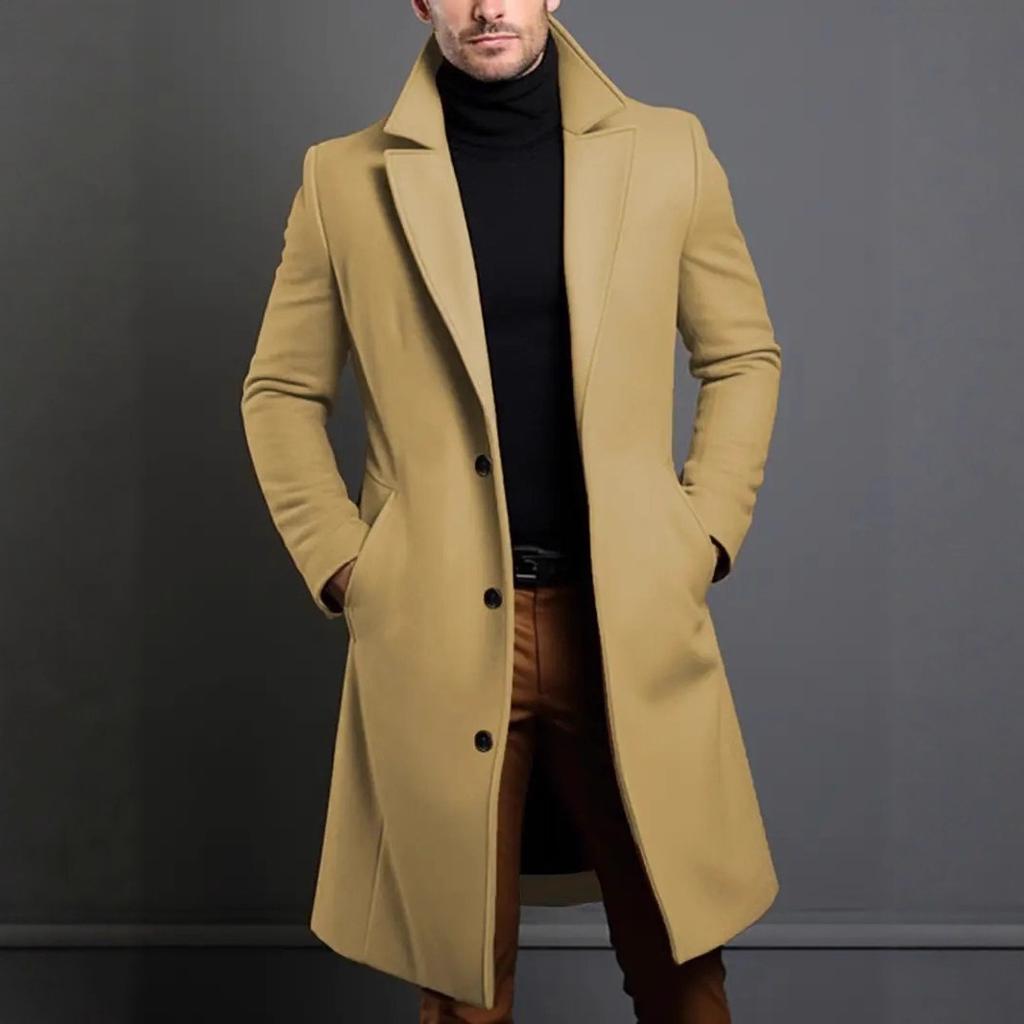 New fashionable autumn and winter men's woolen coats slim long casual and versatile coats