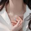 Aquamarine Oval Zircon Pendant Necklace - Women's Elegant Clavicle Chain, Simple Luxury Choker