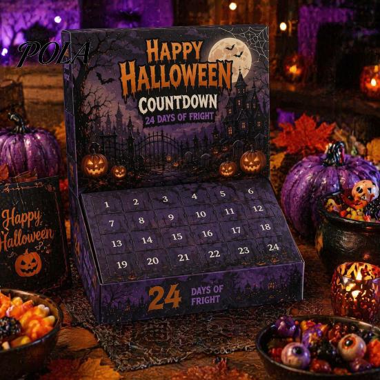 Halloween Advent Calendar with 24 Horror Figures, Mini Cute Ghost Themed Party Favors Decorations, Spooky Countdown Gift Box for Kids And Collectors