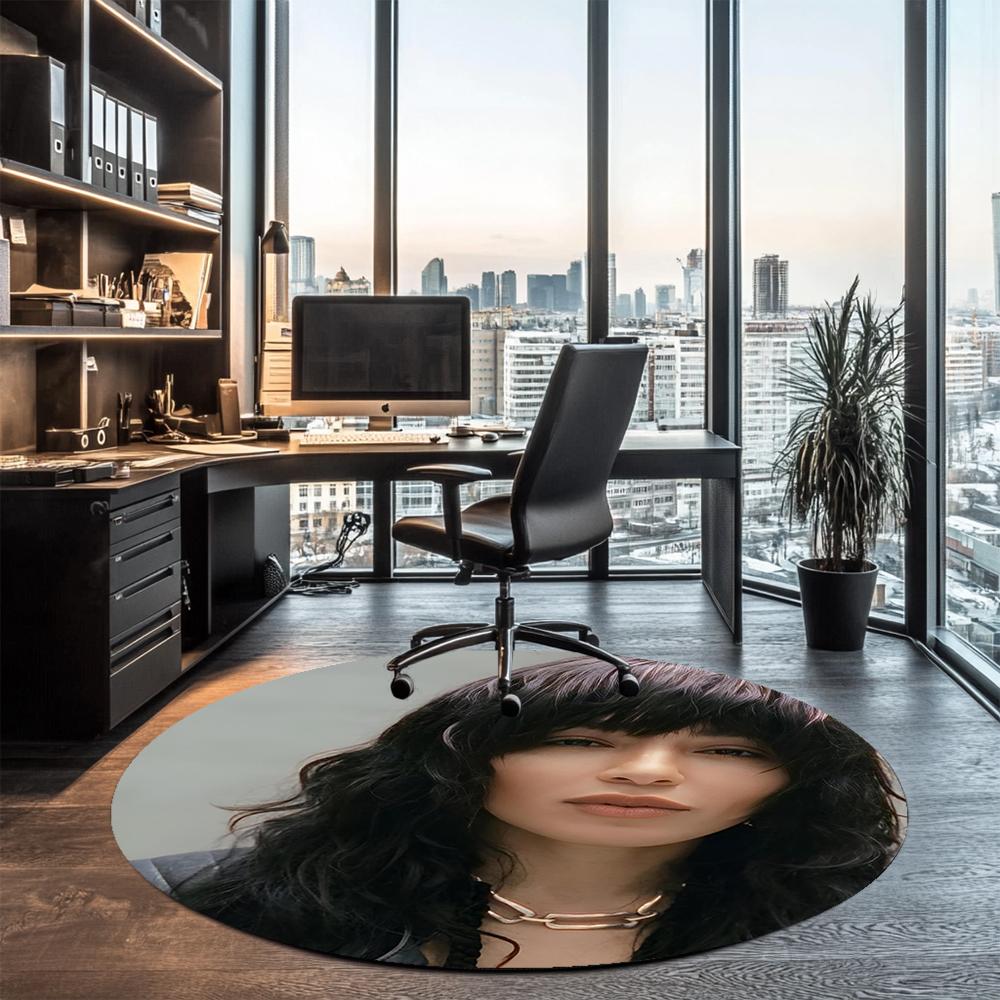 Loreen Printed Round Rug Carpet Chair Rug Area Rug Entryway Doormats,for Office Chair Living Room Bedroom Kitchen Room.